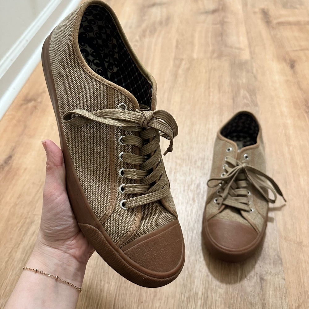 Ben Sherman | Men's CLifford Oxford Low Top Canvas Tan Khaki Sneaker Shoe, 11